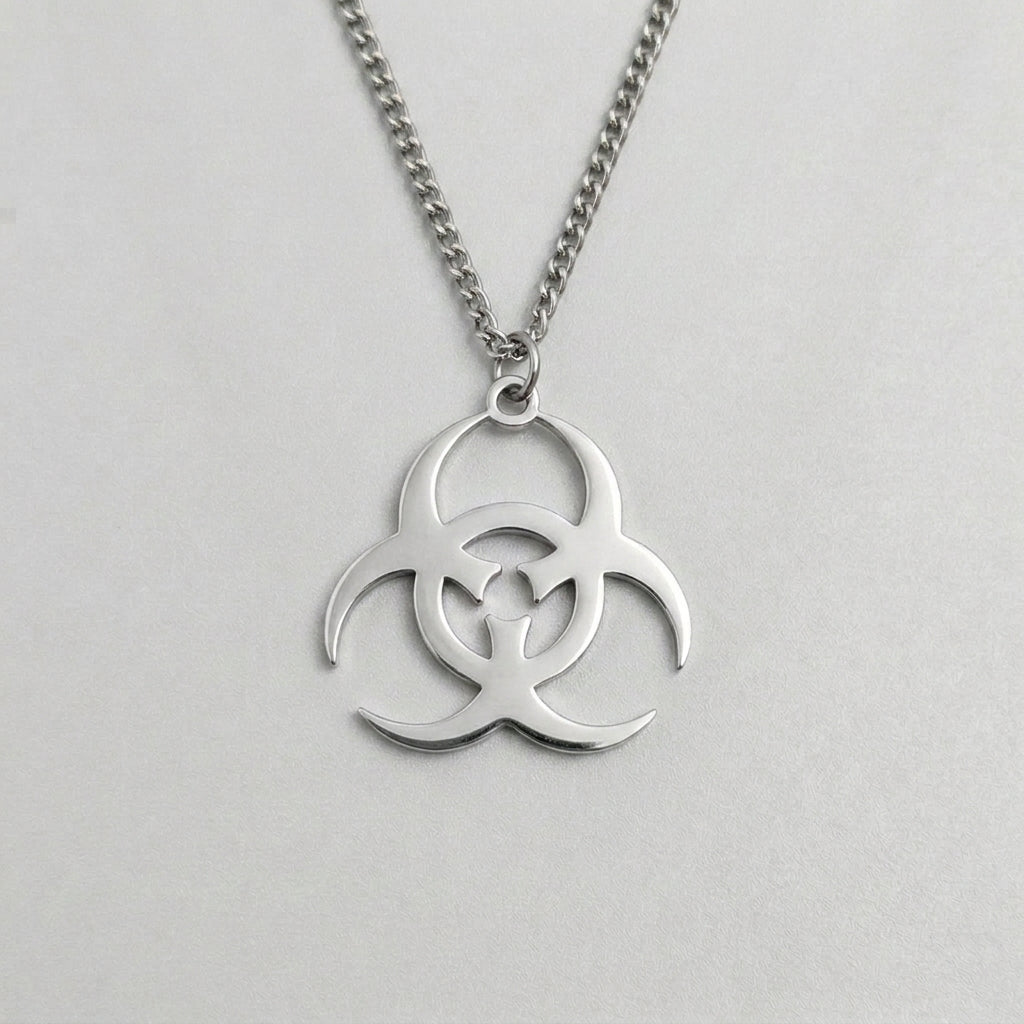 Industrial Biohazard Cutout Necklace