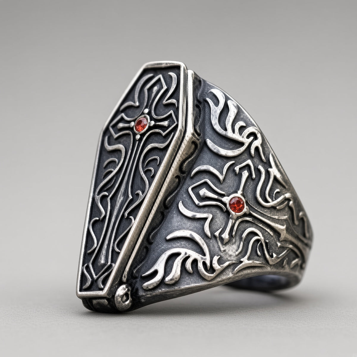 Gothic Coffin Cross Ring