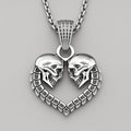 Twin Skull Heart Necklace