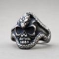 Serpent-Wrapped Skull Ring
