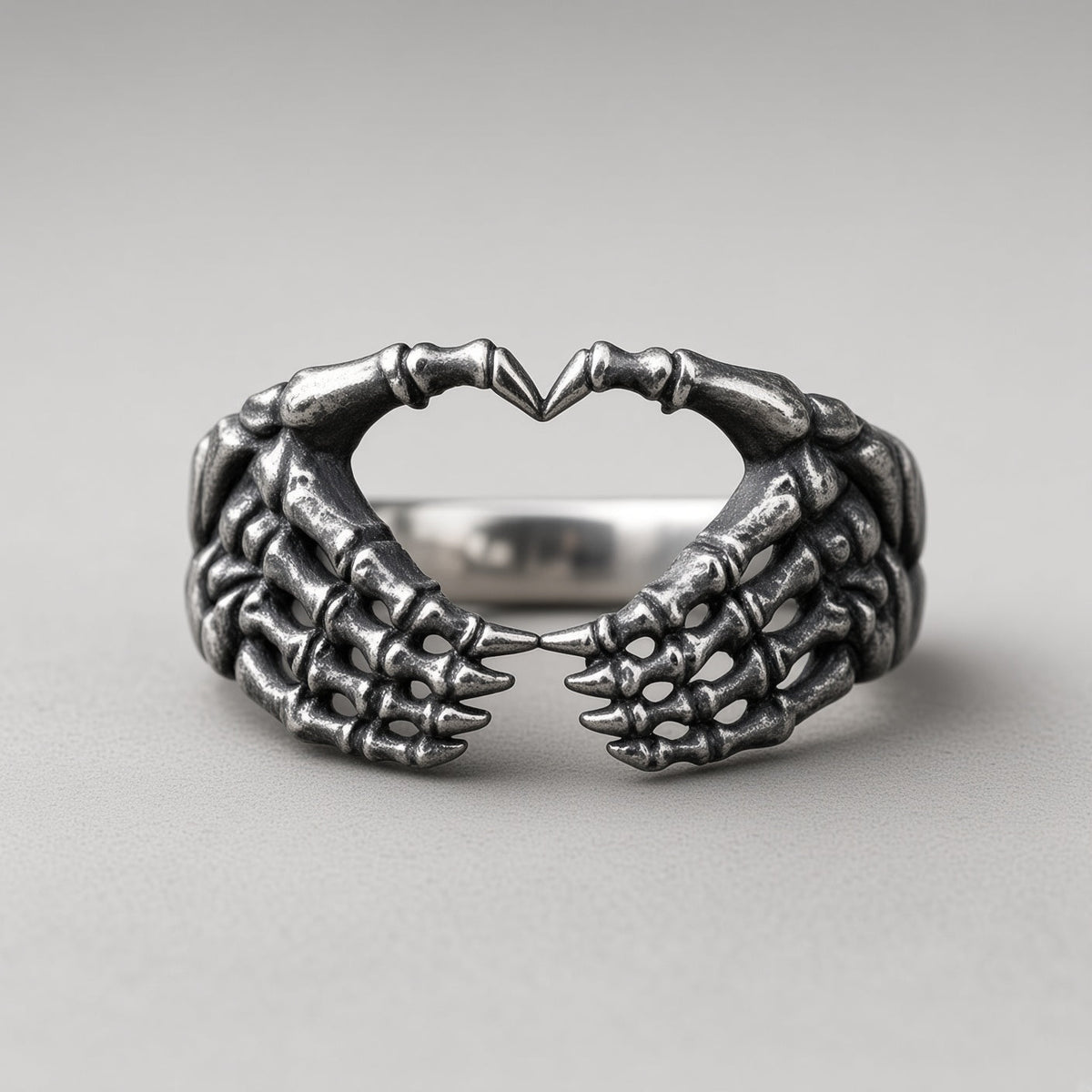 Skeleton Hands Heart Ring