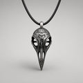Carved Raven Skull Necklace
