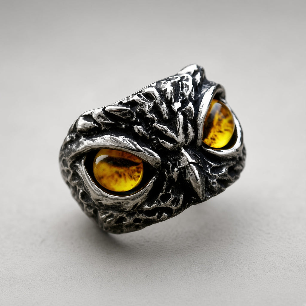 Owl Face Ring (Yellow Eyes)