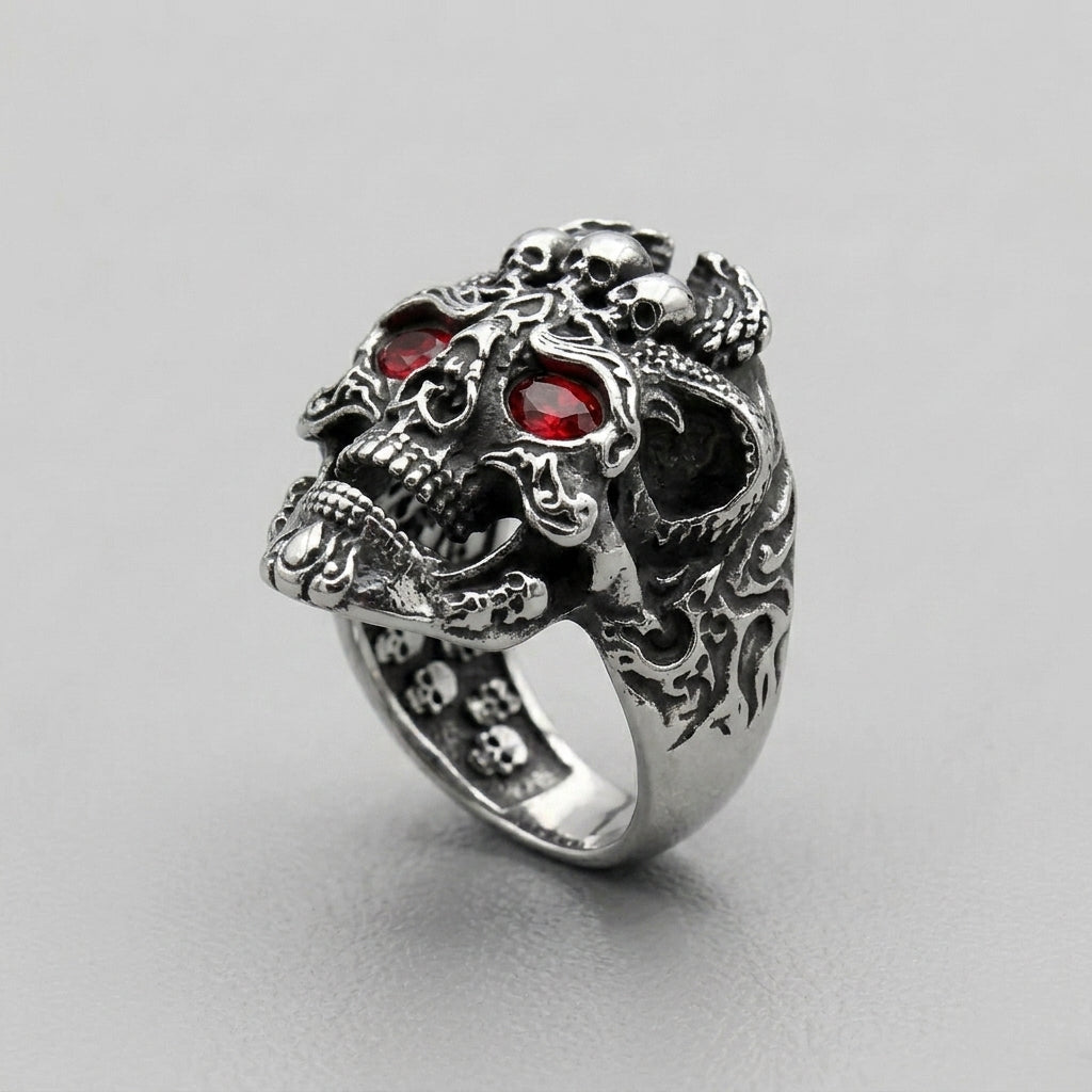 Antiqued Multi-Skull Ring