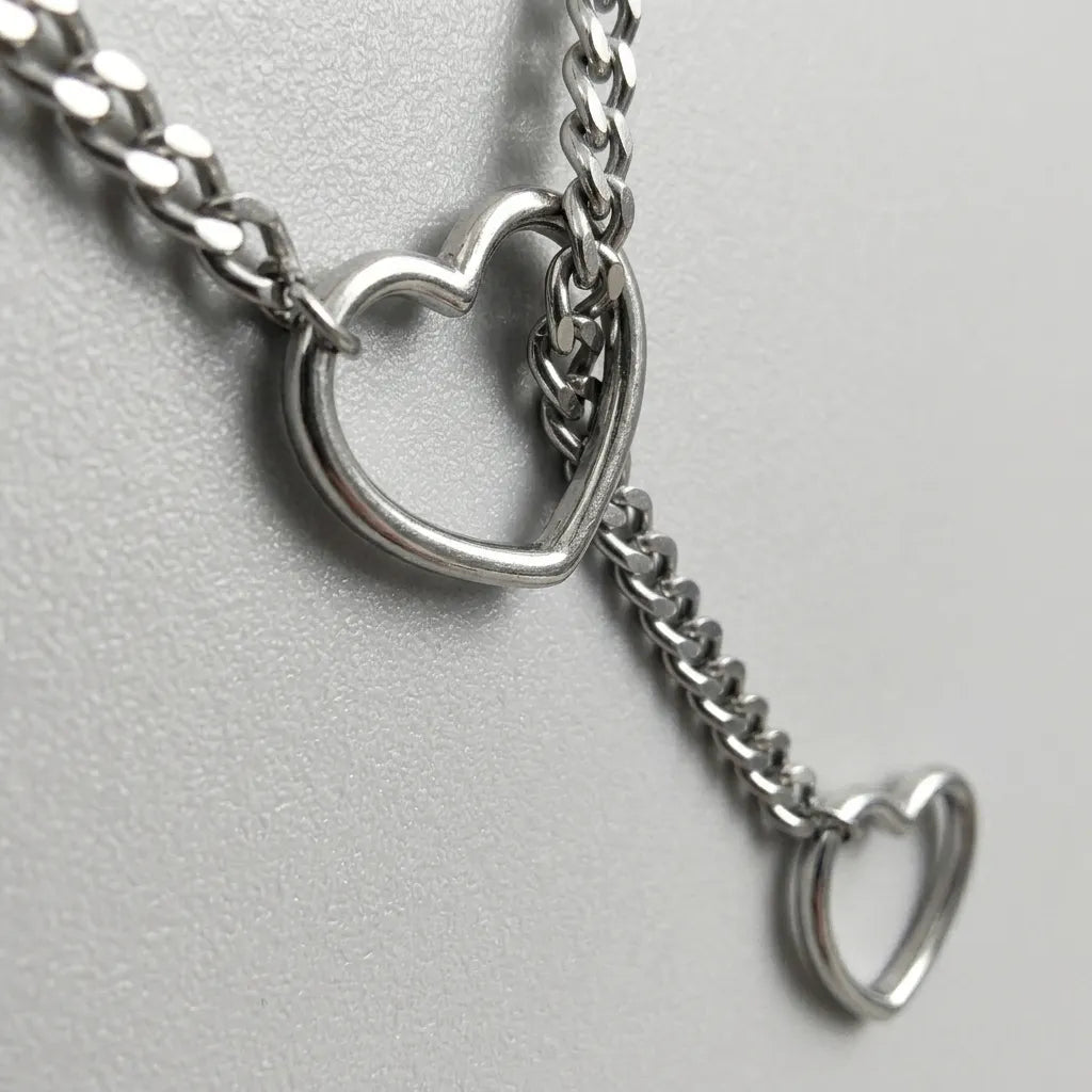 Double Open Heart Lariat Necklace