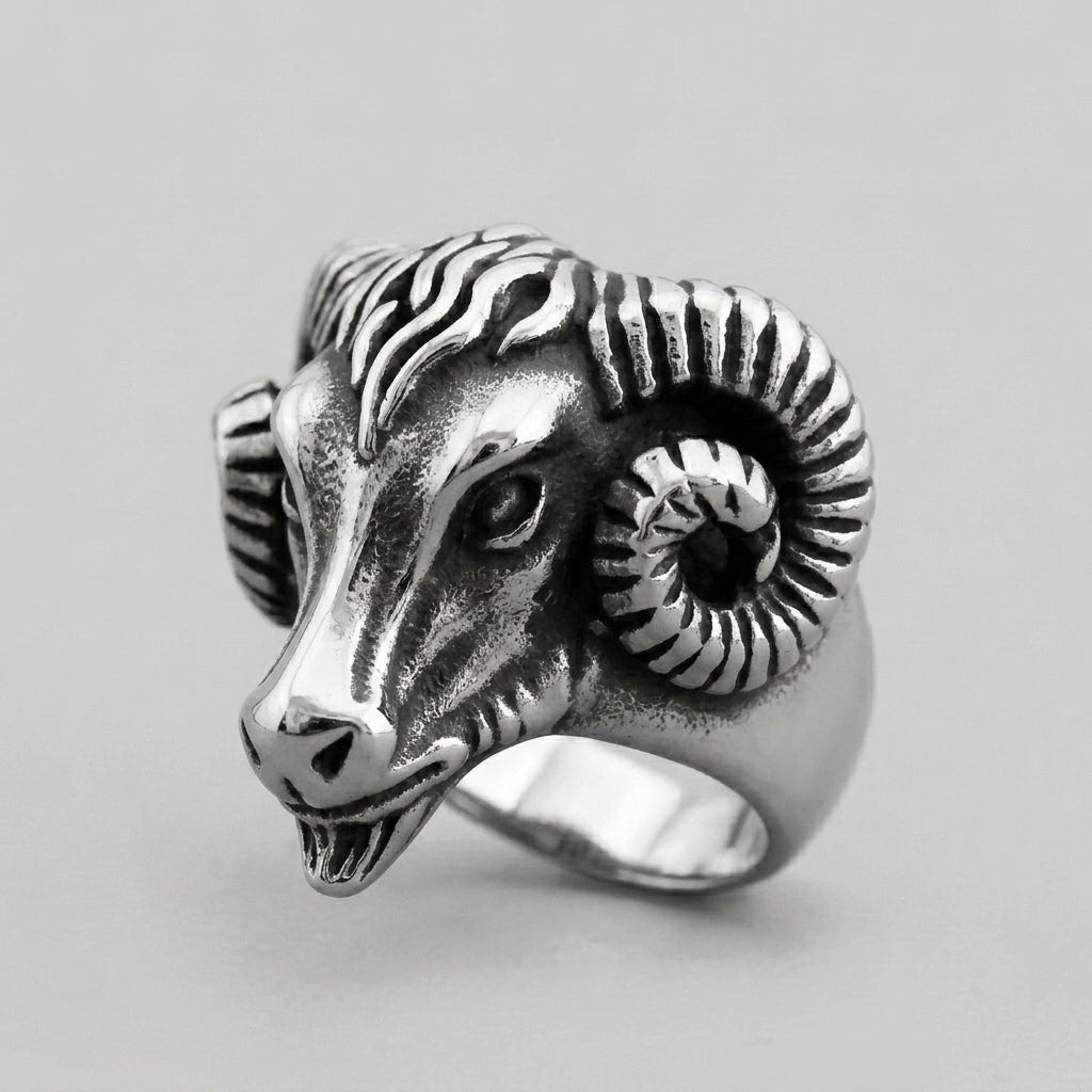 Gothic Ram Head Ring