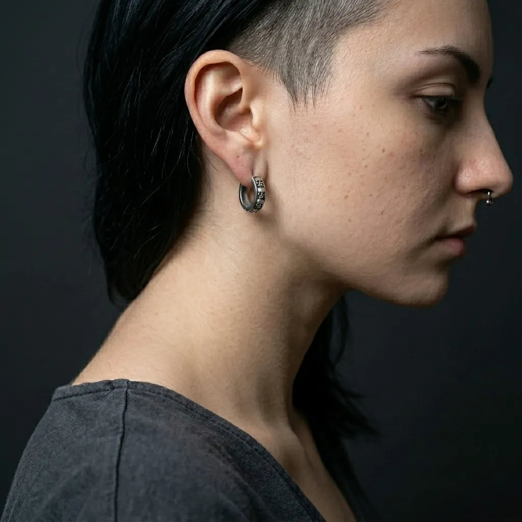 Skull Eternity Huggie Hoop Earrings
