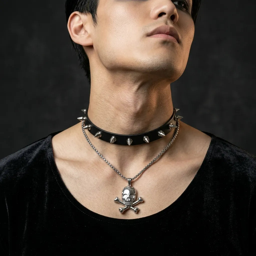 Classic Skull & Crossbones Pendant Necklace