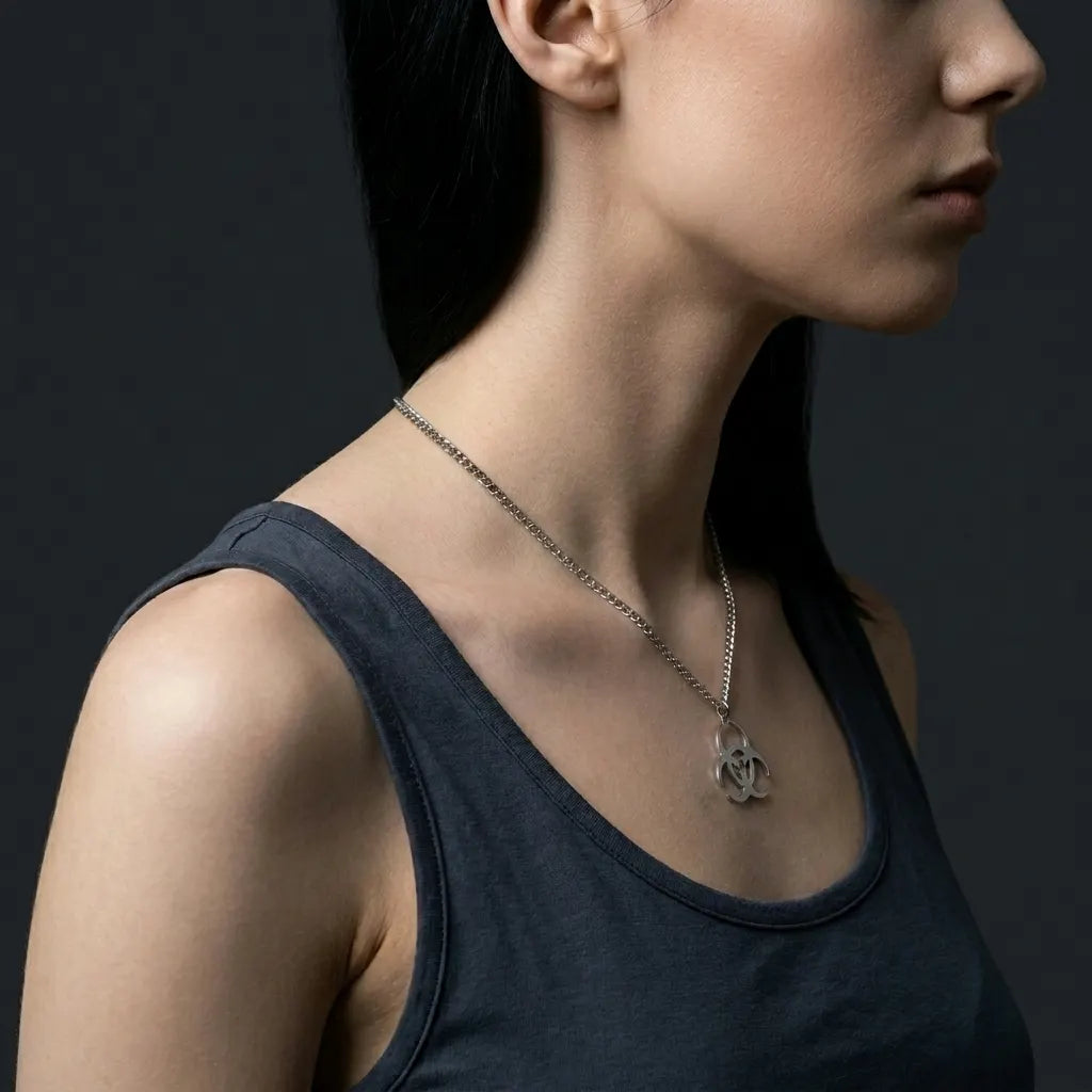 Industrial Biohazard Cutout Necklace