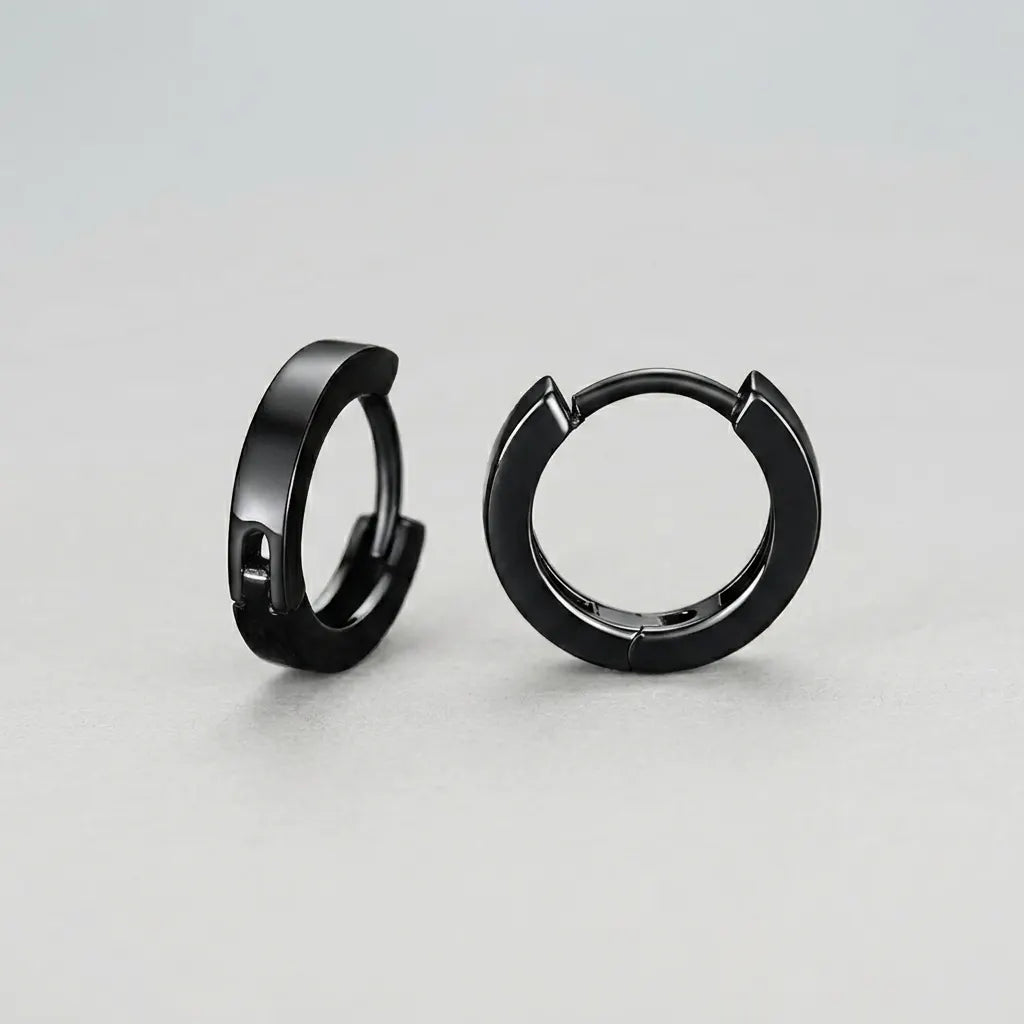 Studded Black Goth Hoops Earrings