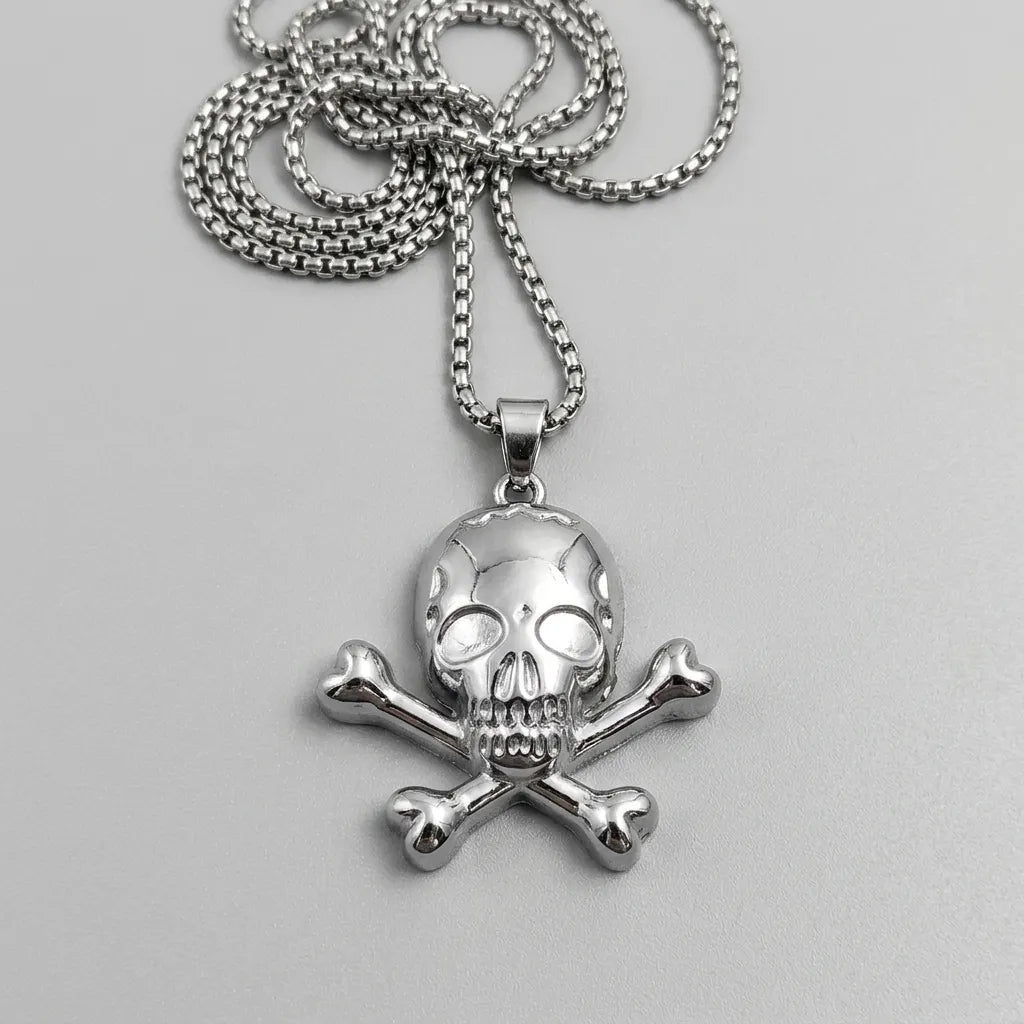 Classic Skull & Crossbones Pendant Necklace