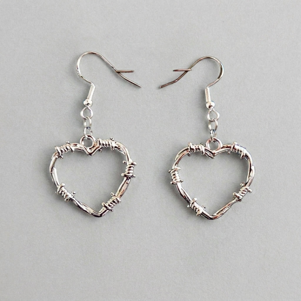 Barbed Wire Heart Earrings