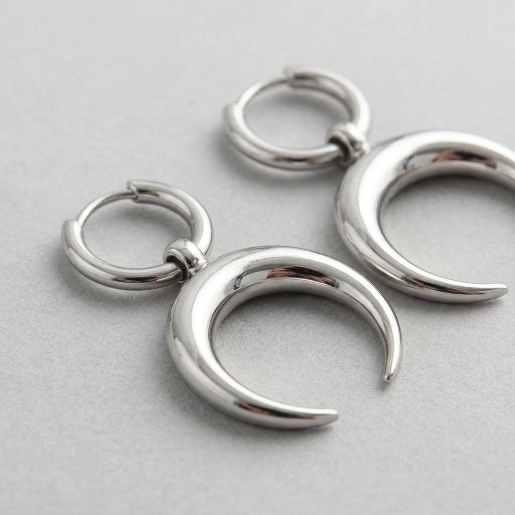 Bold Crescent Moon Dangle Earrings