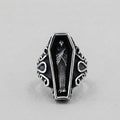 Coffin Ring with Skeleton Figure and Scroll Filigree