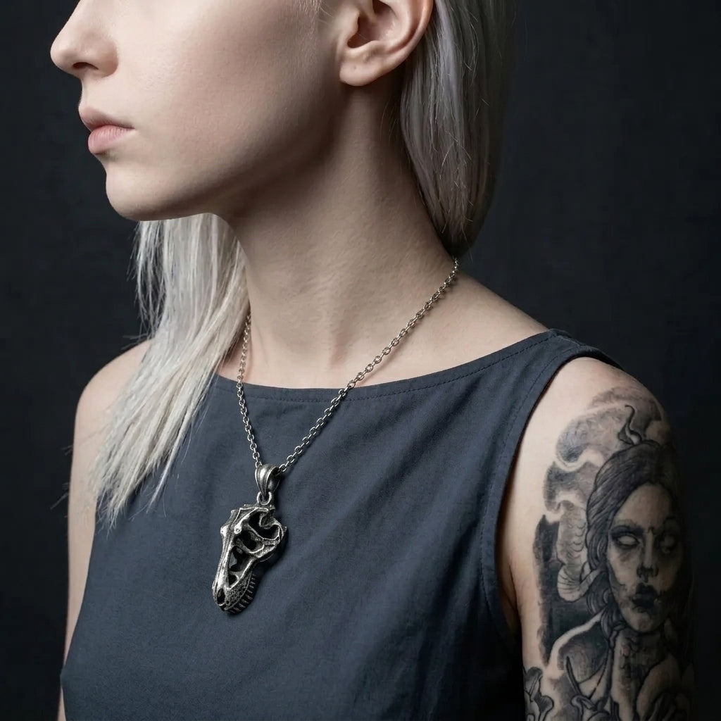 T-Rex Skull Pendant Necklace