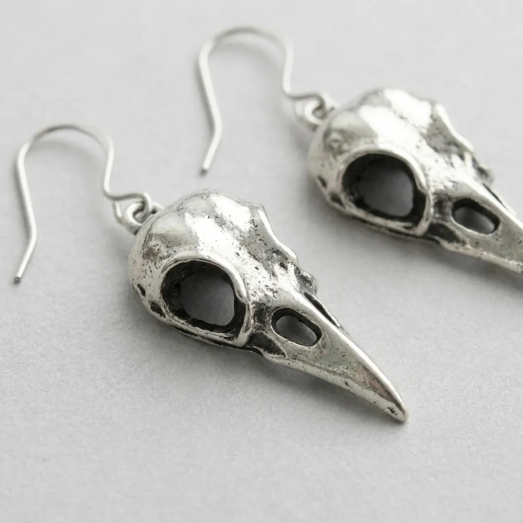 Raven Skull Dark Omen Earrings