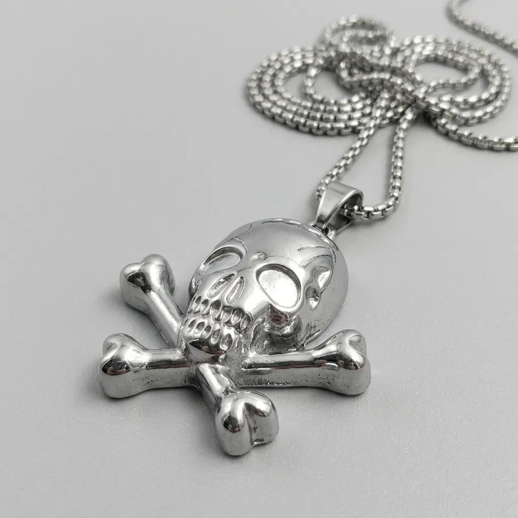 Classic Skull & Crossbones Pendant Necklace
