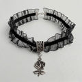 Ruffled Lace Rose Gothic Choker Necklace