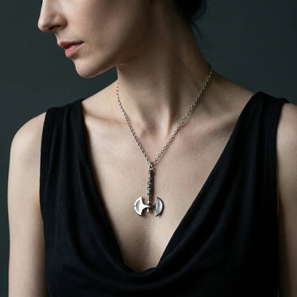 Viking Double Blade Axe Necklace