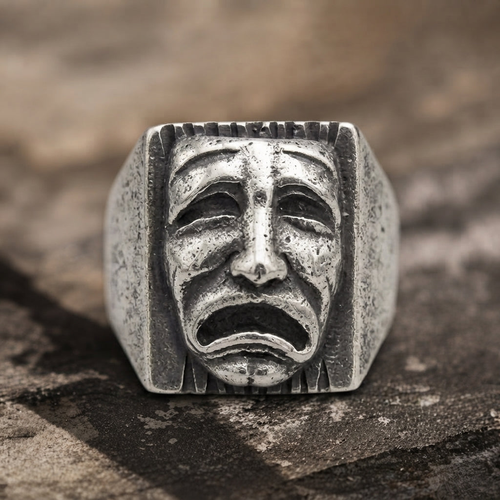 Tragedy Theatre Mask Statement Ring
