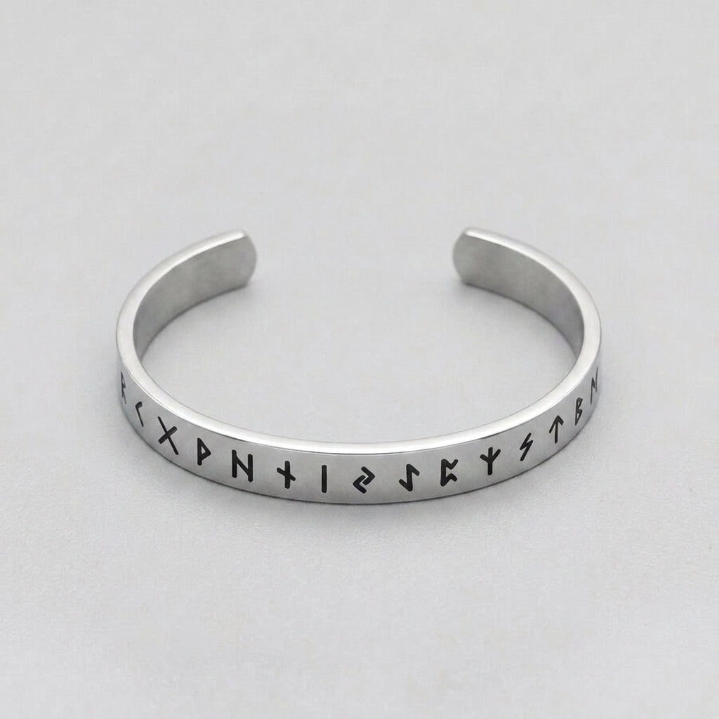 Runic Silver Cuff Bracelet