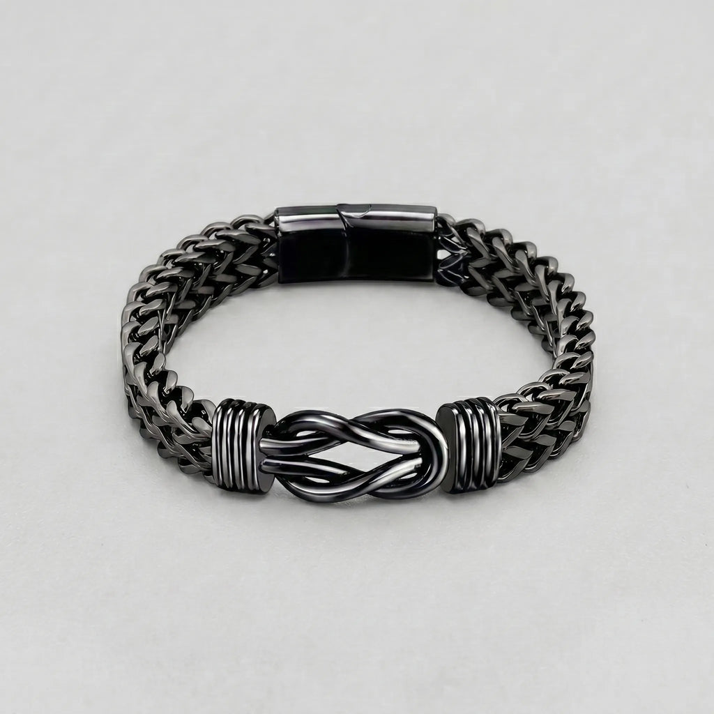 Black Stainless Steel Infinity Knot Cuban Link Bracelet