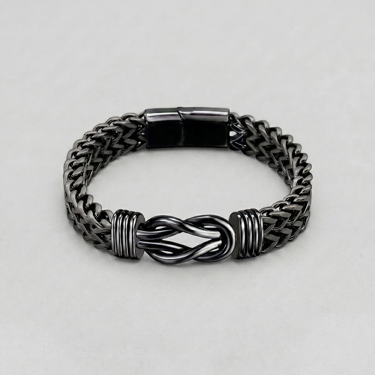Black Stainless Steel Infinity Knot Cuban Link Bracelet