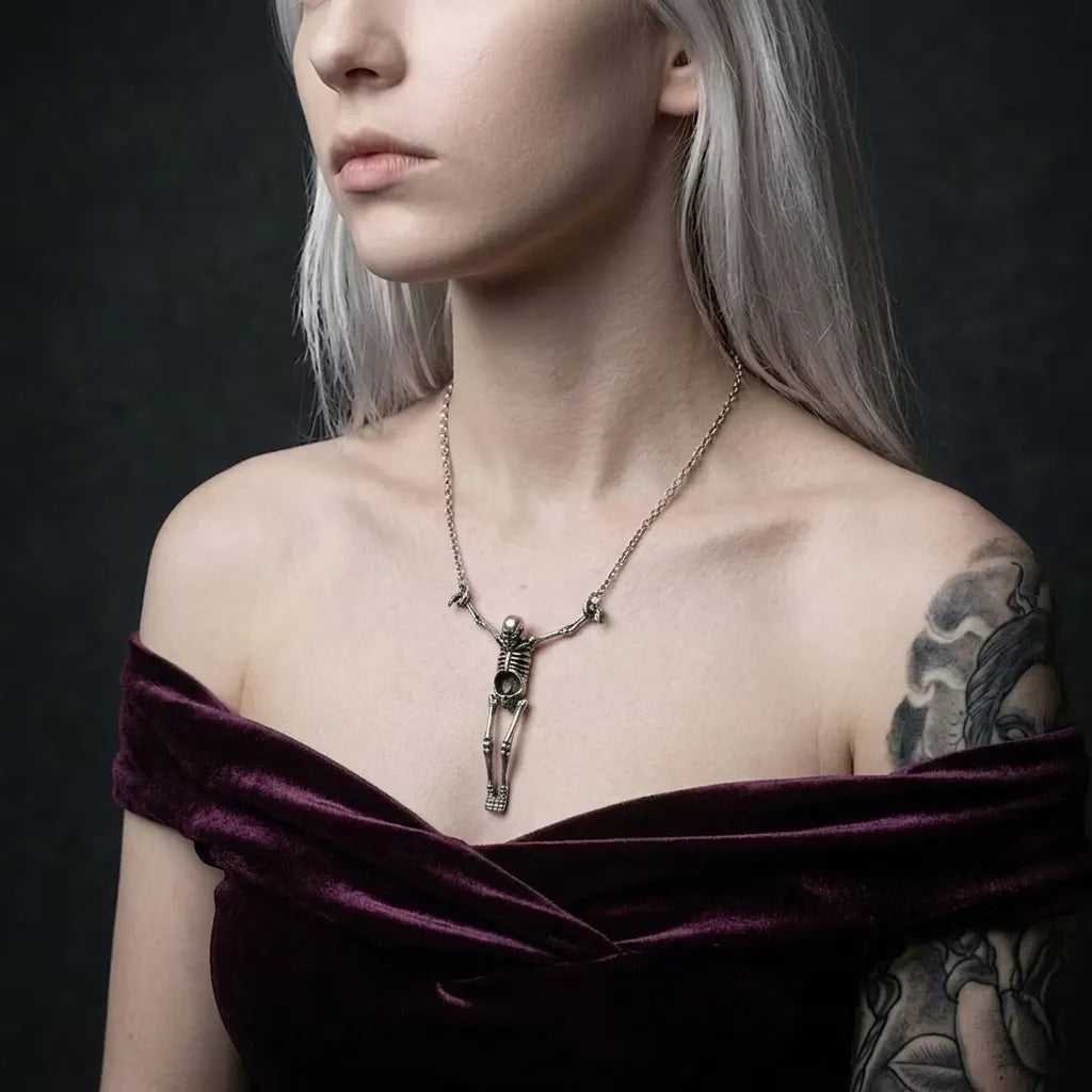 Bone Crucifix Gothic Skeleton Necklace