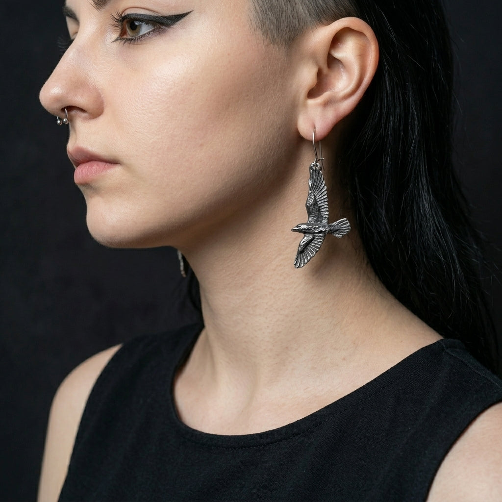 Omen Blackbird Gothic Dangle Earrings