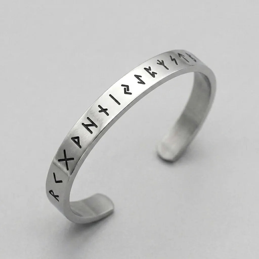 Runic Silver Cuff Bracelet