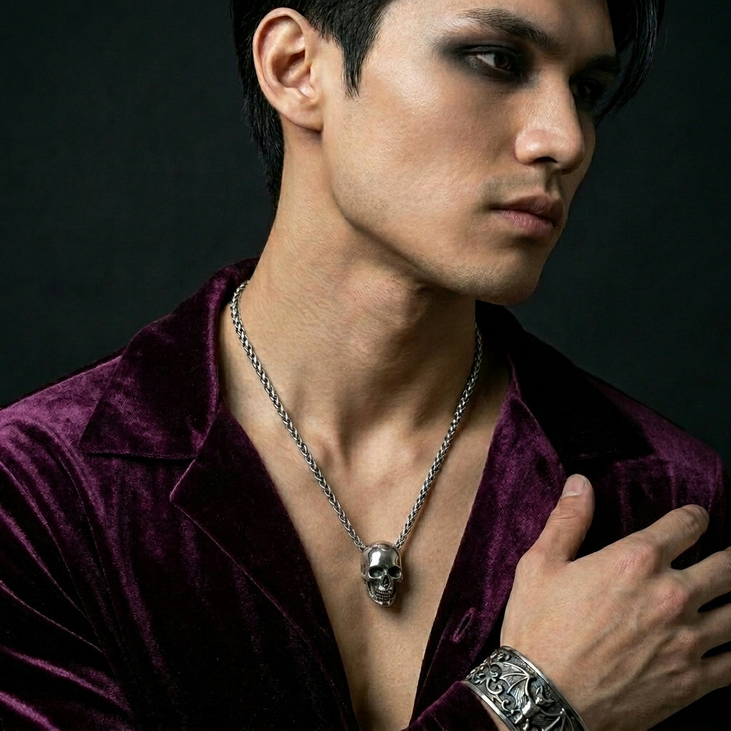 3D Realistic Skull Slider Pendant Necklace