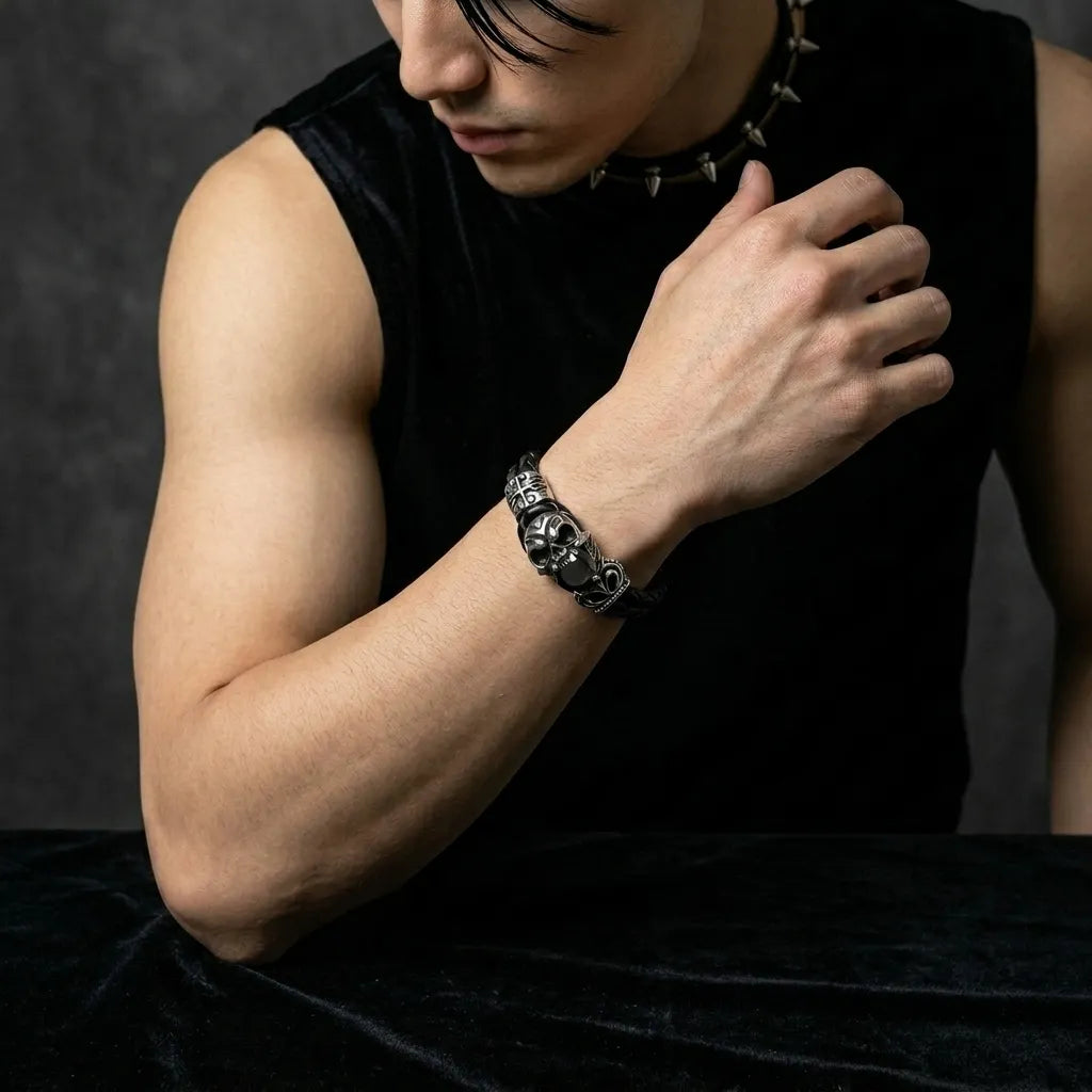Skull bound Leather Bracelet