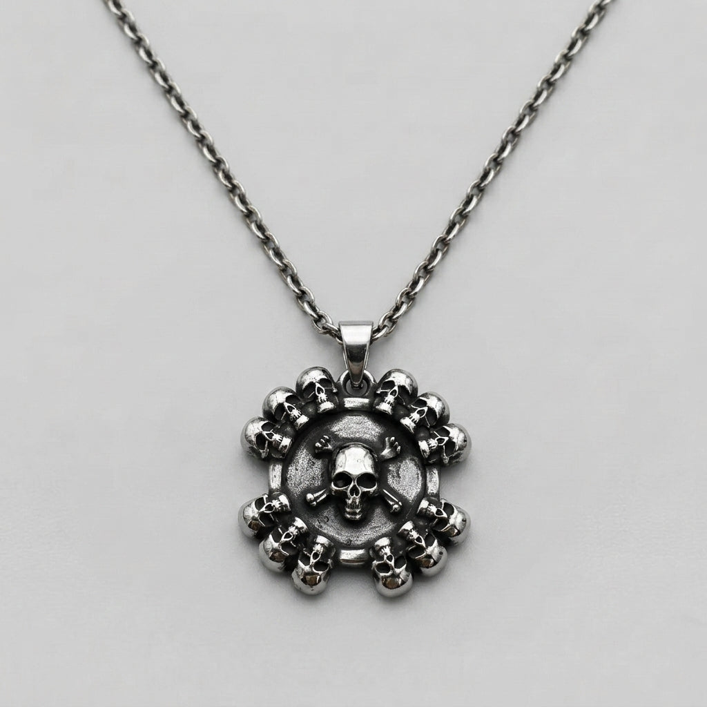 Skull and Crossbones Medallion Necklace
