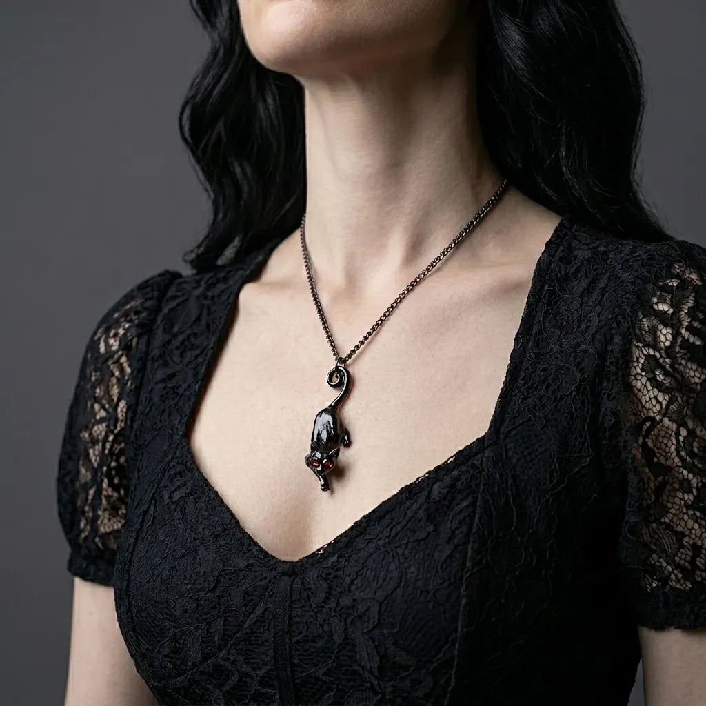 Cursed Shadow Cat Blood Eye Necklace