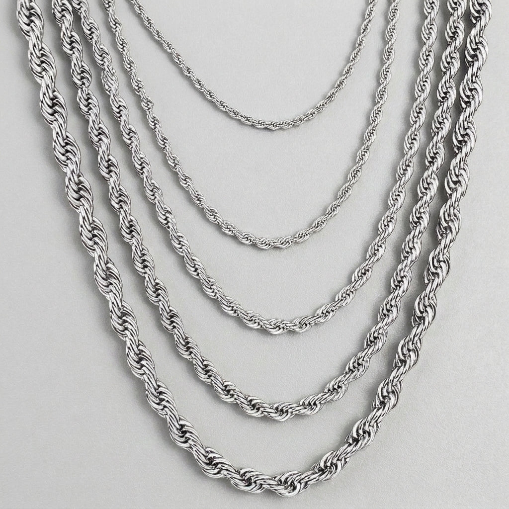Silver Rope Chains Twisted Rope Chain Necklace