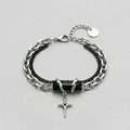 Obsidian Shard Star Charm Dual-Chain Bracelet