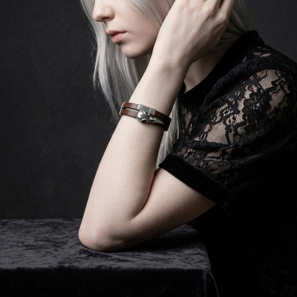 Bone Totem Bird Skull Leather Bracelet