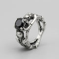 Twin Skeleton Embrace Black Gem Ring