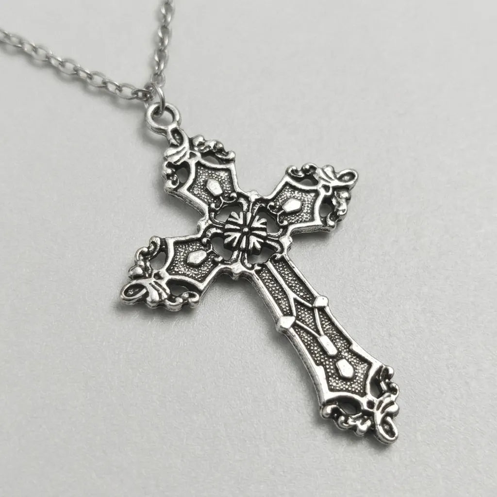 Antique Baroque Cross Statement Necklace