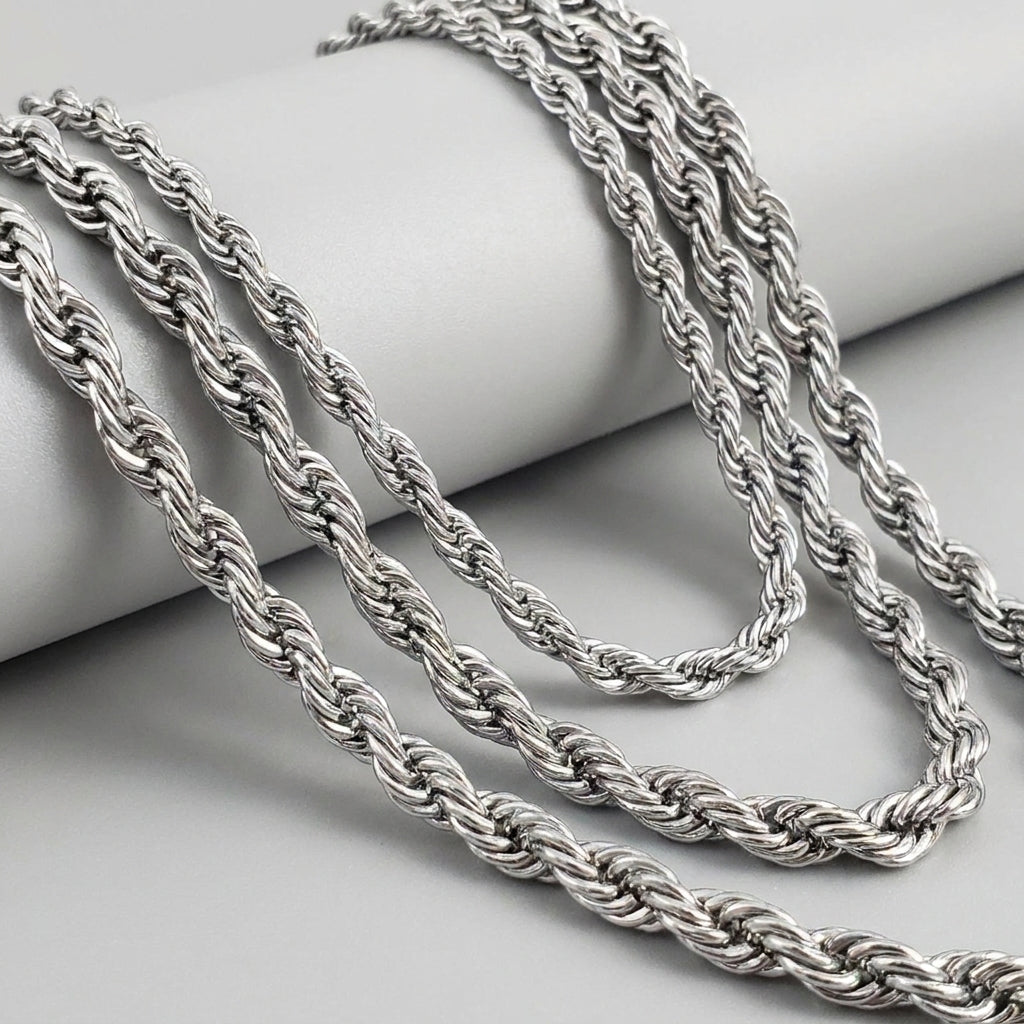 Silver Rope Chains Twisted Rope Chain Necklace