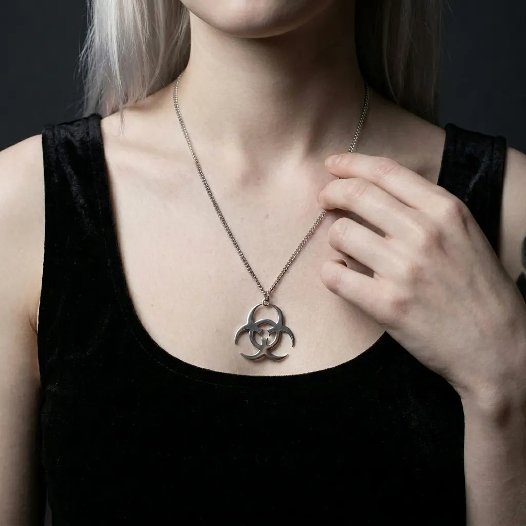 Industrial Biohazard Cutout Necklace