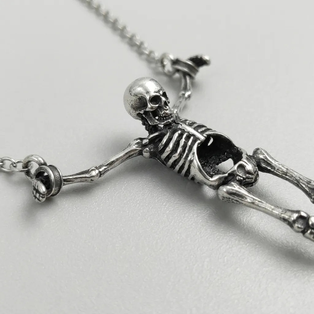 Bone Crucifix Gothic Skeleton Necklace
