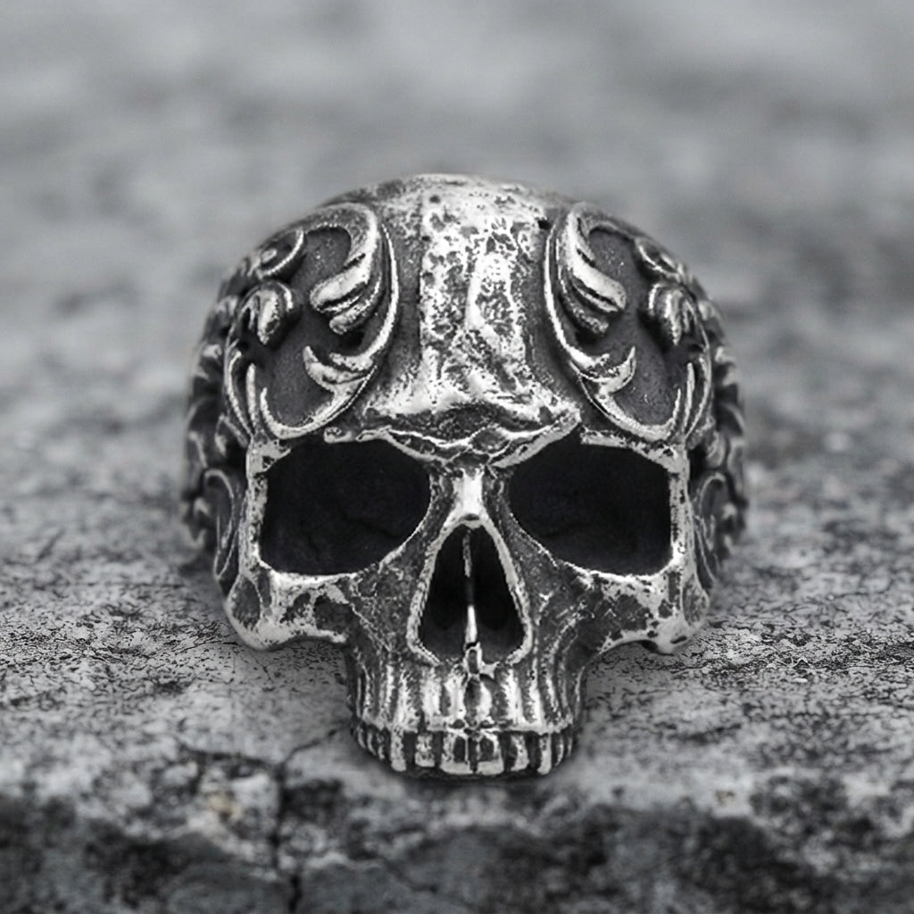 Skull Ring: "Baroque Skull Biker Ring"