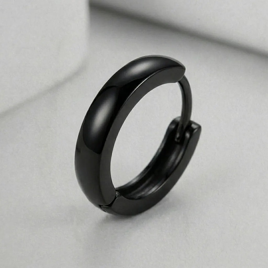 Black Stainless Steel Huggie Hoop Earrings