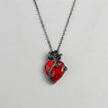 Red Crystal Heart Rose Necklace
