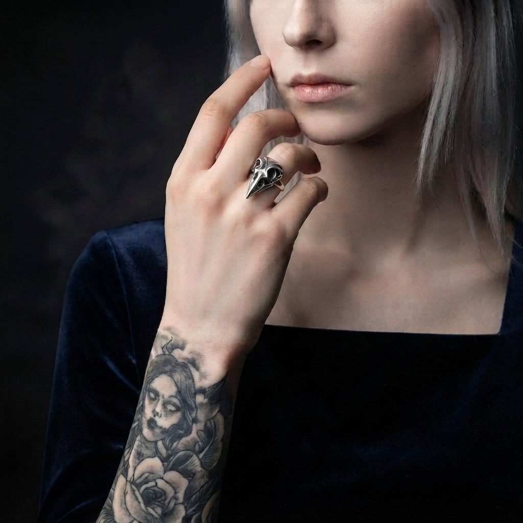 Raven Skull Beak Ring