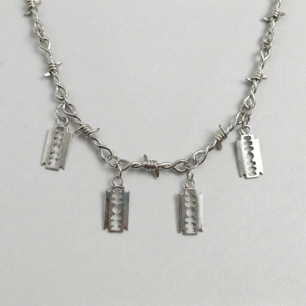 Razor Blade Barbed Wire Necklace