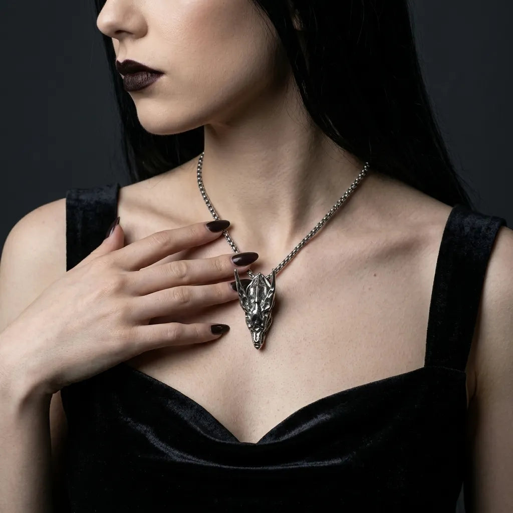 Forsaken Dragon Skull Gothic Necklace