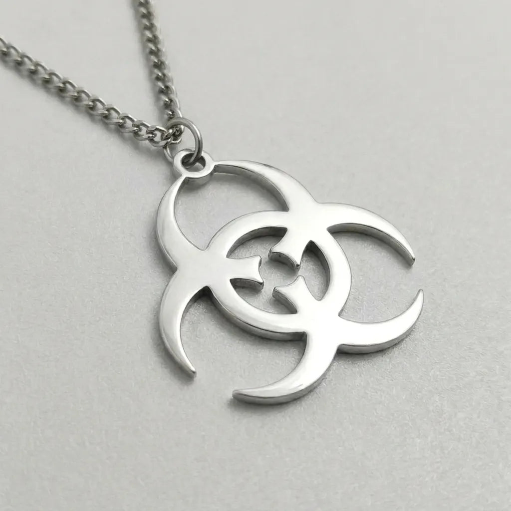 Industrial Biohazard Cutout Necklace